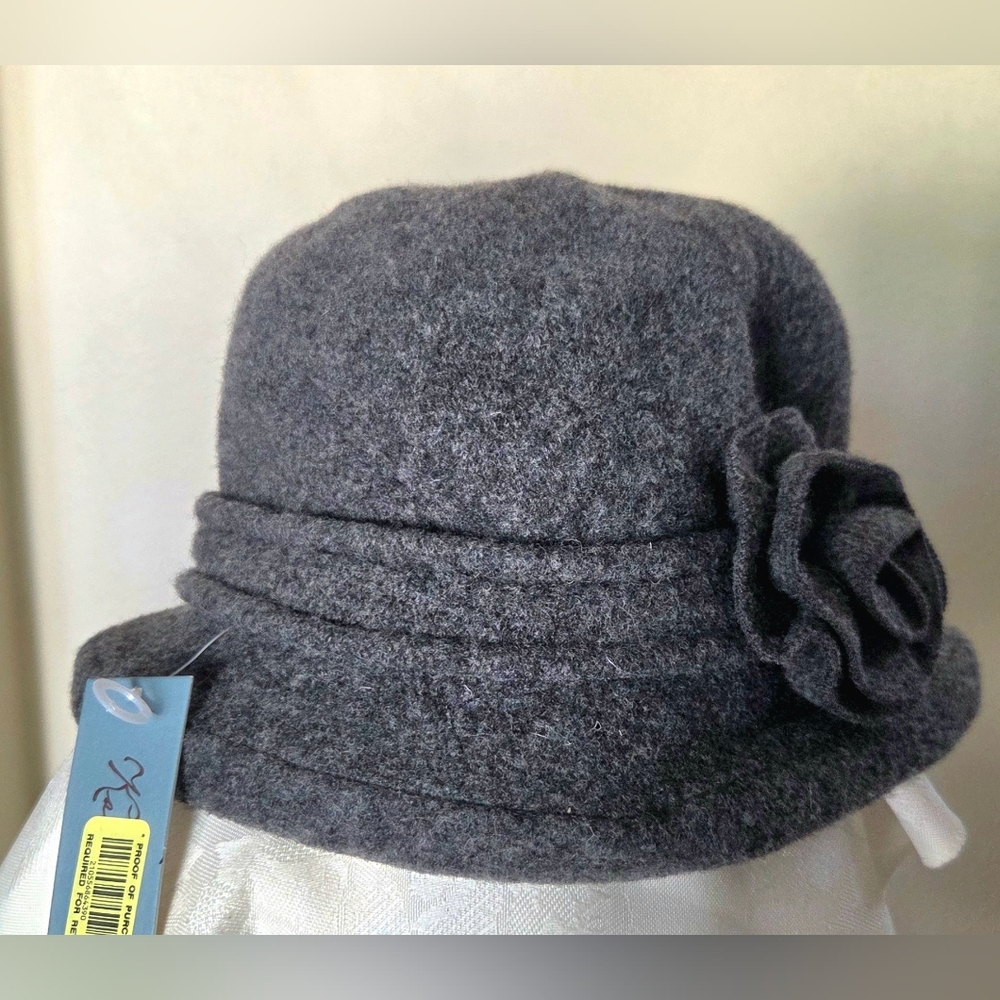 Kate Landry Gray Women's Hat with Floral Accent